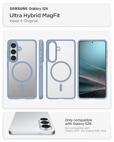 Spigen for Galaxy S26 Case, Ultra Hybrid MagFit [Anti-Yellowing] [Compatible with MagSafe] [Fast Wireless Charging] - Light Blue - color: Light Blue, size: Galaxy S26