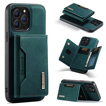 Leather Wallet Phone Cases Compatible with iPhone 14 Pro Max Case with Card Holder Men 6.7'' 2 in 1 Detachable Back Cover (Green, IP 14 Pro Max) - color: Green, size: IP 14 Pro Max