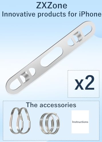 ZXZone 2PCS iPhone Hang 2 Way Metal Phone Tether Tab, Upgraded Double Buckle Hole Ring CellPhone Lanyard Patch, Phone Strap Replacement Part for iPhone Cases (Silvery-TQ-2PCS) - color: Silvery-TQ-2PCS