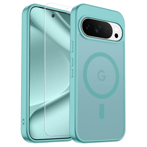 SUPFINE Magnetic for Google Pixel 10 Pro Case/Pixel 10 Case with Screen Protector, (Built-in Magnets) ((Military Grade Drop Protection) Slim Translucent Shockproof Phone Case,Blue Green - color: Blue Green, size: Pixel 10/10 Pro 6.3"