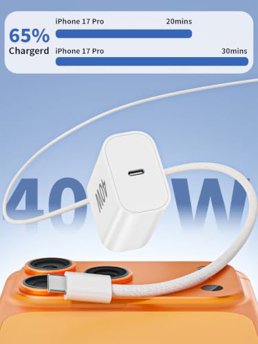 iPhone 17 16 Fast Charger,3Pack 40W 6FT USB C Charging Block iPhone 17 Charger Fast Chargers with Braided USB C to C Cable for iPhone Air/17/17 Pro/17 Pro Max/16 Pro Max/16 Plus/16e/15/15 Pro Max,iPad - size: 6FT