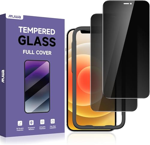 ruwa Privacy Screen Protector for iPhone 12 Pro Max [6.7 Inch][2-Pack] Anti-peep Tempered Glass Film with Easy Installation Alignment Frame, 9H Hardness, Scratch Resistant, Case Friendly - size: for iPhone 12 Pro Max-6.7 inch 2-Pack