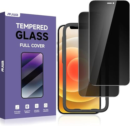 ruwa Privacy Screen Protector for iPhone 12 Pro Max [6.7 Inch][2-Pack] Anti-peep Tempered Glass Film with Easy Installation Alignment Frame, 9H Hardness, Scratch Resistant, Case Friendly - size: for iPhone 12 Pro Max-6.7 inch 2-Pack