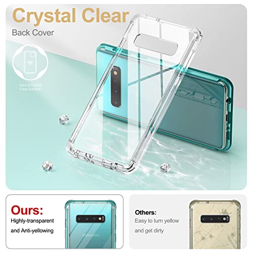 SURITCH Clear Case for Samsung Galaxy S10 Plus (Only) 6.4-inch, [Built-in Screen Protector] Full Body Protection Shockproof Bumper Rugged Phone Cover for S10 Plus -(Green) - color: Green