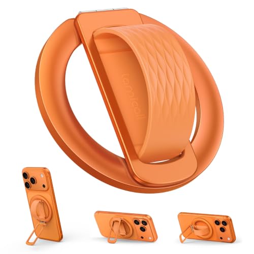 Lamicall Cosmic Orange Silicone Finger Loop Magnetic Phone Grip for MagSafe - color: Cosmic Orange - Zinc Alloy - Silicone Grip