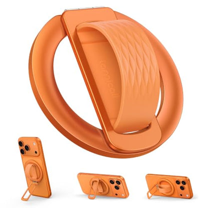 Lamicall Cosmic Orange Silicone Finger Loop Magnetic Phone Grip for MagSafe - color: Cosmic Orange - Zinc Alloy - Silicone Grip