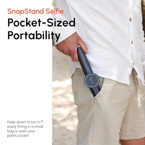ShiftCam SnapStand Selfie – Magnetic Selfie Stick & Tripod – Compact, Foldable & Extendable with Tilt Head and Magnetic Bluetooth Remote (Stone, SnapStand Selfie) - color: Stone, size: SnapStand Selfie