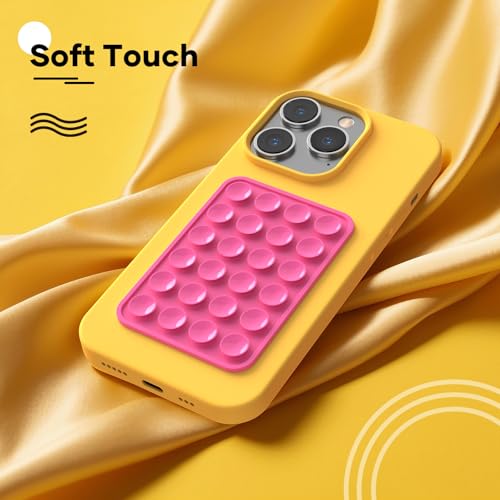Silicone Phone Sticky Grip, Suction Phone Case Mount for iPhone and Android, Hands-Free Sticky Cell Phone Grip, Mobile Fidget Mirror Holder for Selfies and Videos - color: Bubblegum Bliss（Pink）