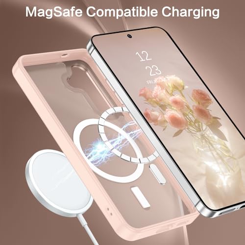 BENTOBEN Magnetic for Samsung Galaxy S24 Plus Case [Compatible with Magsafe] Translucent Matte Slim Thin Shockproof Anti-Yellow Women Men Protective Phone Cover for Samsung Galaxy S24 Plus 6.7",Pink - color: Pink