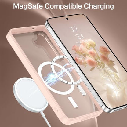 BENTOBEN Magnetic for Samsung Galaxy S24 Plus Case [Compatible with Magsafe] Translucent Matte Slim Thin Shockproof Anti-Yellow Women Men Protective Phone Cover for Samsung Galaxy S24 Plus 6.7",Pink - color: Pink