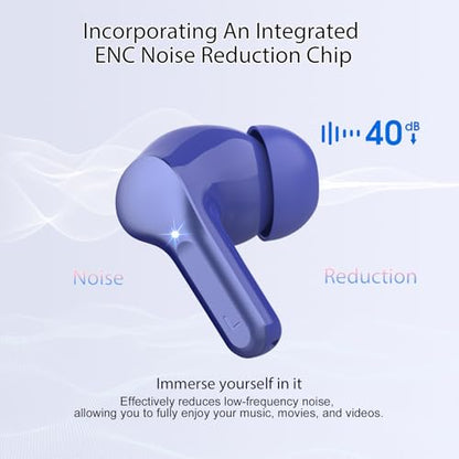 Wireless Earbuds, Bluetooth 5.4 Headphones HiFi Stereo, Bluetooth Earbuds - color: Blue