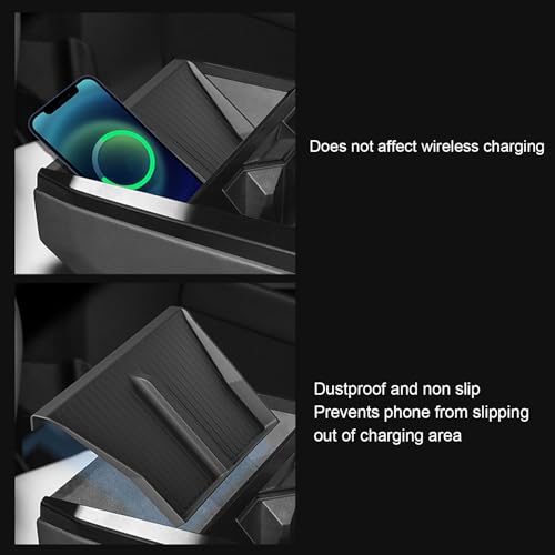 Center Console Wireless Charging Mat Silicone Easy to Clean Anti Slip Phone Charging Pad Car Interior Accessory Black W240004607 Reliable Charging Experience - color: Black W240004607