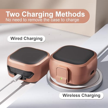 for Samsung Galaxy Buds 4 Pro/Buds 4 Case (2026) with Secure Safety Lock Clip,Shockproof Scratch-Resistant Hybrid PC+TPU Soft Shell Protective Cover Accessories with Carabiner&Cleaning Pen(Gold) - color: Gold Edge-Black