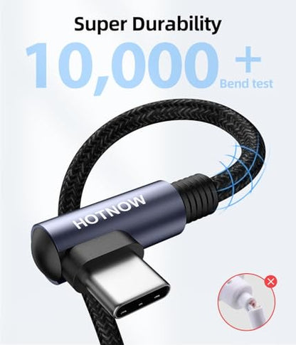 Short Right Angle USB C to USB C Cable 1FT 3 Pack, 65W Fast Charging - color: Black, size: 1FT