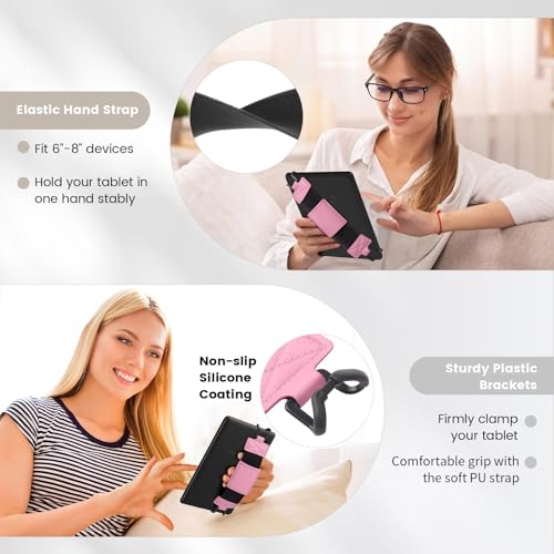 MoKo Soft Hand Strap for 6-8" Kindle eReaders Fire Tablet, Pink - color: Pink, style: Soft Pu Strap