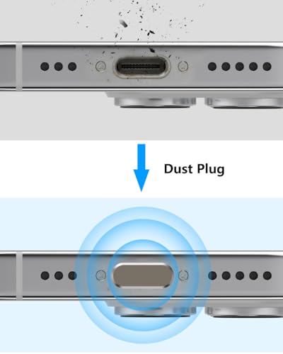 USB C Dust Plug for iPhone 17 Series, 4Pcs Aluminum+4Pcs Silicone, Titanium - color: Titanium