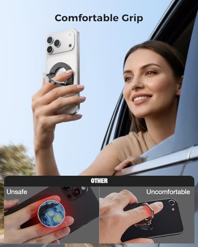 SUPERONE for MagSafe Phone Grip, Adjustable Magnetic Phone Ring Holder - color: 1 Pc Black