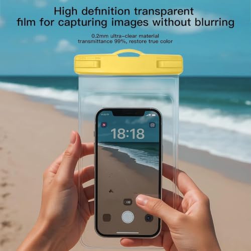 Waterproof Phone Pouch Compatible for iPhone 7in -Yellow, 1 Pack | IPX8 Waterproof Case, Beach Travel Must Haves, Beach Essential, Dry Bag, 1 Pack, for iPhone 17/16/15/14/13/12 Pro Max - color: B1-Yellow