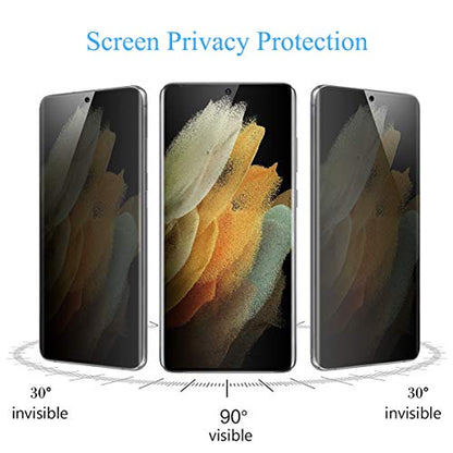[2 Pack] Privacy Screen Protector Compatible with Samsung Galaxy S21 Ultra 5G 2021, [Support in-Screen Unlock] [Anti Spy] [Case Friendly] Flexible TPU Film - size: for Samsung Galaxy S21 Ultra 5G