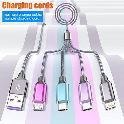 4 in 1 Multi Charging Cable 4ft 2 Pack,Braided MFi Certified Charger Cable - color: Multicolor-4ft-2Pack