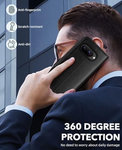 OCASE Compatible with Google Pixel 10a Wallet Case, PU Leather Flip Folio Case with Card Holders RFID Blocking Kickstand [Shockproof TPU Inner Shell] Phone Cover 2026, Black - color: Black