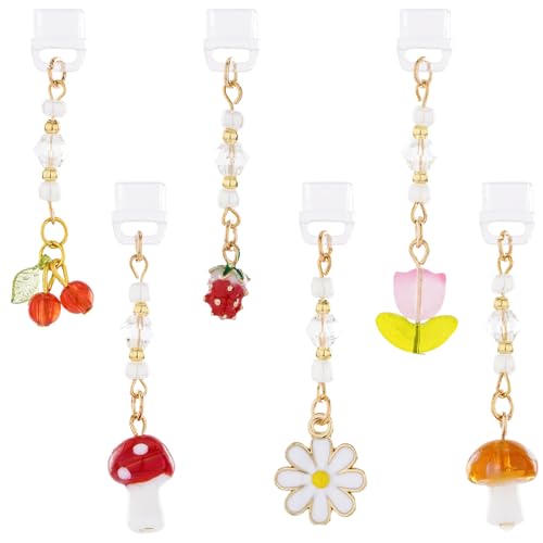 Type C Dust Plug Charm for Kindle - 6Pcs Dust Plug Charms Compatible with Kindle Phone, E-Reader Accessories - style: Strawberry cherry