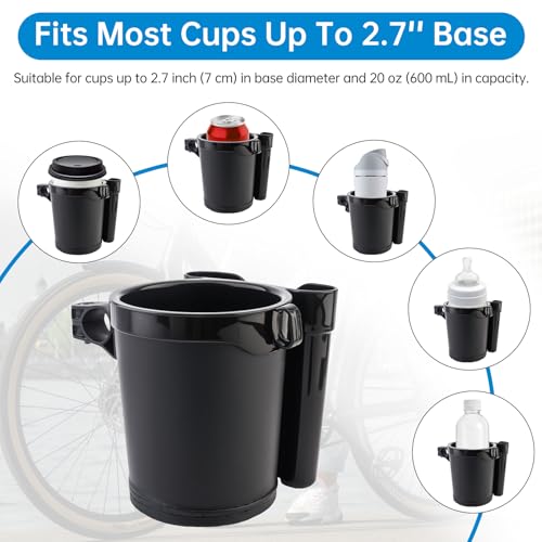 3-in-1 Universal Bike Cup Holder with Cell Phone Case Keys Hook, Black - color: black