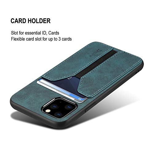 SINIANL Compatible with iPhone 11 Pro Card Case, Ultra Slim Shockproof Leather Credit Card Holder Slot Money Pocket Case, Protective Bumper Phone Cover - color: Blue, size: Compatible with iPhone 11 Pro