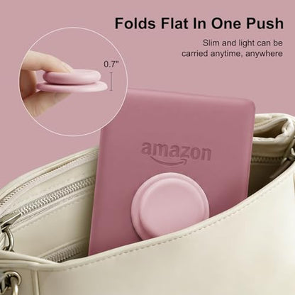 MOROCK Grip for Kindle with Kickstand and Magnetic Stand, Soft Silicone Magnetic Finger Grip for Kindle, iPhone and Smartphone, Cute Magnetic eReaders Holder, Pink - color: Pink
