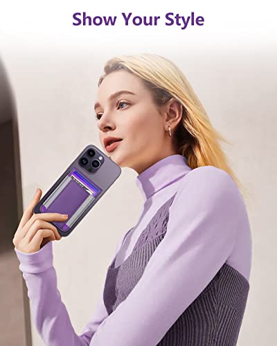 for MagSafe Wallet with Adjustable Stand, 9 Card Holder, Open ID Window - color: Purple