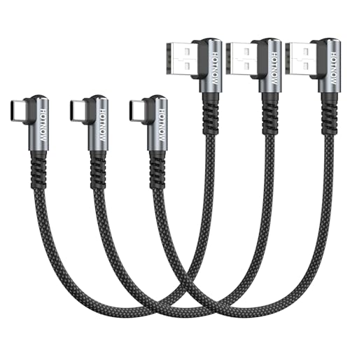 Short Right Angle USB A to USB C Cable 1FT 3Pack, 90 degree USBC Cable - color: Black+Grey, size: 1FT