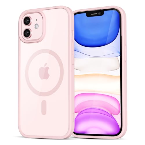 LoeoeL for iPhone 11 Case Clear Mag Safe, Ultra Thin Slim Cover Magnetic Compatible with Magsafe Phone Case for Women Men Girl, Cute Soft TPU Silicone & Transparent Hard Plastic, Light Pink - color: Pink Sand, size: 11