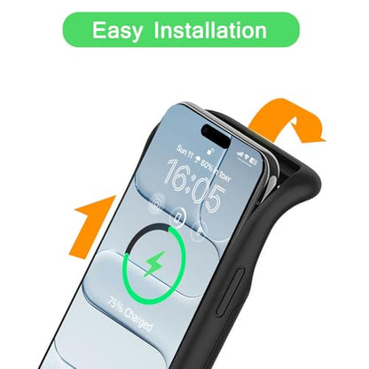 Wireless Charging Case for iPhone 17 Air, 12000mAh High Capacity Portable Rechargeable Battery Case Qi Wireless Charging Compatible with iPhone Air (6.5 inch) Extended Battery Charger Cover-Black - size: iPhone 17 Air (6.5 inch)