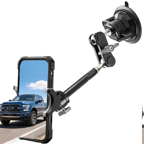 Semi Truck Phone Mount for Drivers, 360° Anti-Shake with Extension Rod - style: Extended black