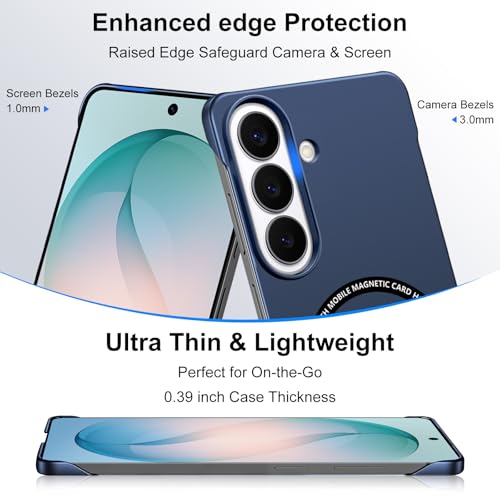Frameless Slim Case for Samsung Galaxy S26 Plus, Silky Touch, Hard PC Matte Back, Exposed Sides Compatible with Mag-Safe, Anti-Scratch Shockproof Protective Cover for Samsung S26 Plus 5G (Blue) - color: Blue