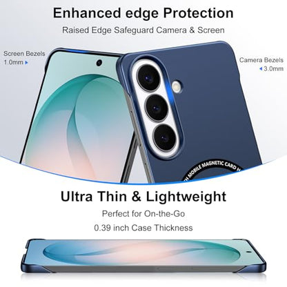 Frameless Slim Case for Samsung Galaxy S26 Plus, Silky Touch, Hard PC Matte Back, Exposed Sides Compatible with Mag-Safe, Anti-Scratch Shockproof Protective Cover for Samsung S26 Plus 5G (Blue) - color: Blue