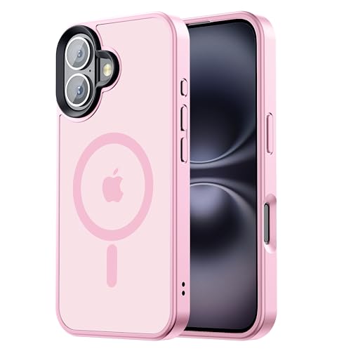 Tigowos Compatible with iPhone 16 Bumper case Fits MagSafe 10FT Drop Resistant Matte Skin Feeling Shockproof Back Cover Fits iPhone Phone Cases 6.1", Light Pink - color: Light Pink, size: iPhone 16-6.1 inch