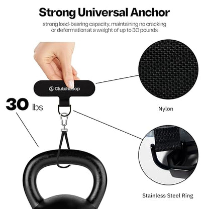 ClutchLoop Anchor-Universal Phone Tether Tab, Strong Cell Phone Lanyard Tab and Phone Strap Replacement - color: Midnight
