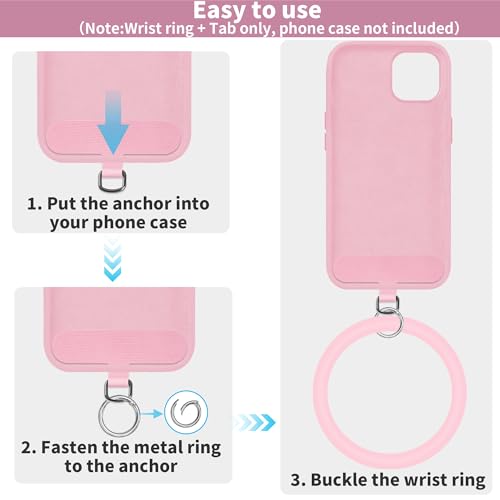 TACOMEGE Silicone Ring Phone Lanyard, Pink - color: Pink