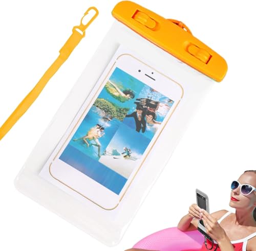 Phone Waterproof Pouch Touchscreen Compatible Cycling Smartphone Bag for Beach Cruise Vacation Swimming Kayaking Diving Travel Orange - color: Orange