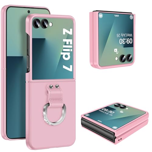Z Flip 7 Case for Samsung Galaxy Z Flip7 5G, Ring Case for Women Silky Touch Slim Hard PC Matte Back Cover Ultra Thin Z Flip 7 Phone Case Anti-Scratch Protective Cases for Samsung Z Flip 7 5G (Rose) - color: Rose