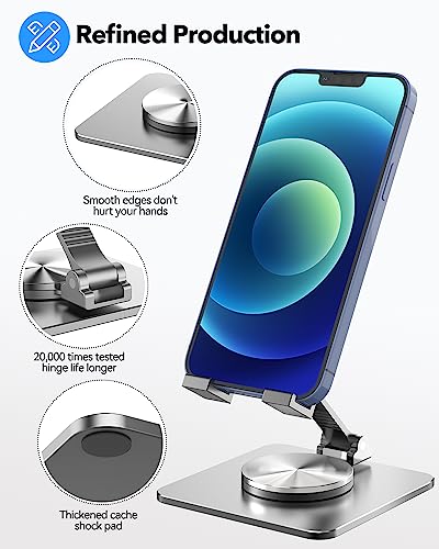 Adjustable Phone & Tablet Stand, Fits 4–9.7in Devices, Grey - color: Grey