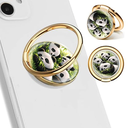 Cell Phone Ring Holder, Cute Phone Ring Grip Stand, 360°Rotation Funny Metal Kickstand Finger Grip Cute Pandas - color: Cute Pandas