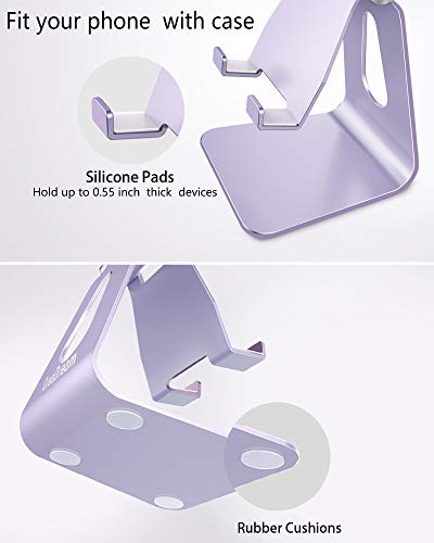 CreaDream Adjustable Cell Phone Stand, Phone Stand, Cradle, Dock, Holder, Aluminum Desktop Stand Compatible with Phone 13 12 11 Pro Max Charging, Accessories Desk, All Mobile Phones, Purple - color: Purple
