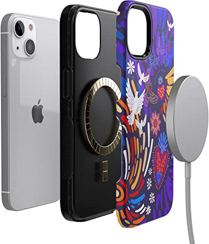 Casely iPhone 15 Plus Case | Viva La Vida | Frida Kahlo Collage | Bold Protective Design | Compatible with MagSafe - color: Frida Kahlo | Viva La Vida | Floral Collage