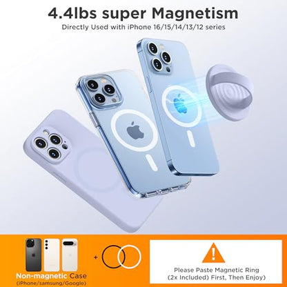 Upgraded Magnetic Phone Grip, Liquid Silicone Soft and Portable, Removable Finger Loop Ring Grip Holder for iPhone, Strong Magnetic Attraction, Compatible with MagSafe Phone Case, Light Purple - color: Light Purple