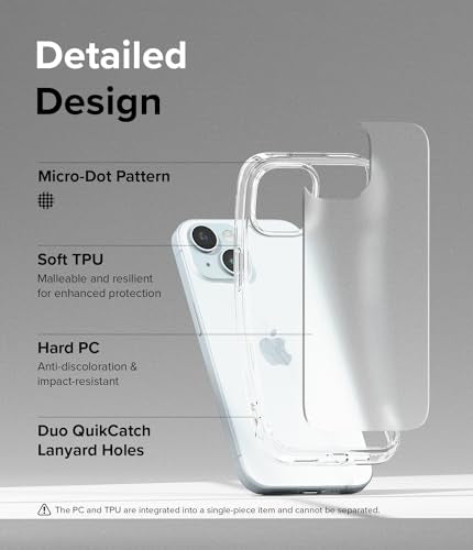 Ringke for iPhone 15 Case [Fusion Matte Clear] | Oil & Dirt Resistant, Anti-Fingerprint Technology Prevents Oily Smudges, Frosted Coating Feels Velvety Soft - size: iPhone 15
