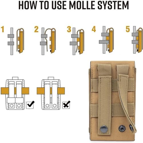 Molle Phone Pouch, Od Green Small Tactical Cell Phone Holster, Heavy Duty Waterproof Smartphone Case Holder for Vest Belt Waist (Army Green) - color: MILITARY GREEN