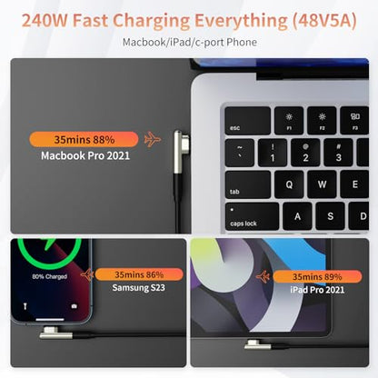 240W 90°/Straight Magnetic USB-C Adapter, 24pin 2-Pack for Mac/PC - size: 2 Pack (2 Tips)
