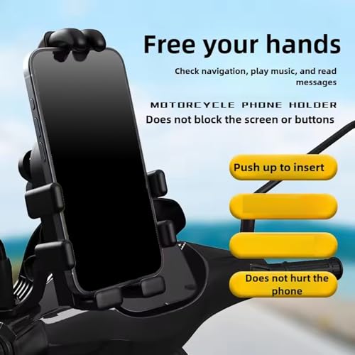 Motorcycle Phone Holder with Vibrations Dampener Nonslip Mount Handlebar Cellphone Mount - color: Black handlebar mode